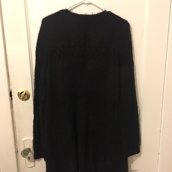 Cable & Gauge Black Fuzzy Open Front Cardigan M - Picture 2 of 8